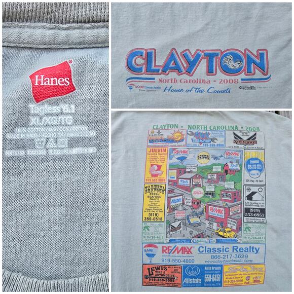 Clayton, NC Tee Size XL Light Sage Green Short Sleeve Tshirt Graphic Print - Picture 4 of 9